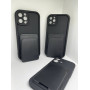 Чорний чохол з відділенням для карток на iPhone 12 pro max